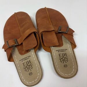 Brown Leather Grounding Slip-On Shoes